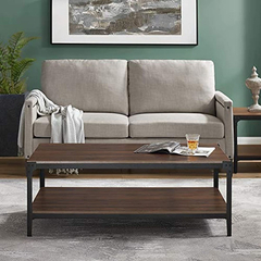 Mesa De Centro De Hierro Negro Y Madera Marrón De 45.7 in. - comprar online