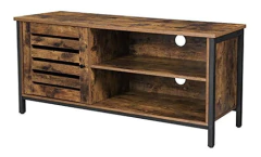 Mueble Para Tv De Madera Y Hierro Color Marrón Y Negro.