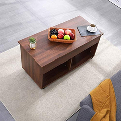 Mesa De Centro Con Compartimento Oculto,madera Color Marrón. - tienda online