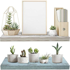Estantería Flotante De Pared, 2 Niveles, Color Azul Y Blanco en internet