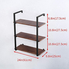Estantería Flotante De Metal Negro Y Madera Marrón 3 Niveles en internet