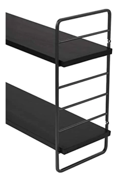 Imagen de Estantería Flotante De Madera Color Negro De 2 Niveles.
