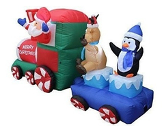 Navidad Inflable Santa Claus Renos Pingüino En Tren Interior - tienda online