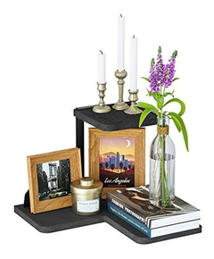 Estantería Esquinera Flotante De Madera Negro/2 Niveles - comprar online