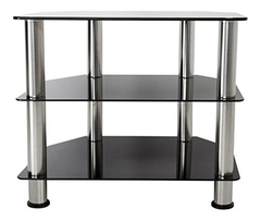 Mueble Para Tv De Metal Y Cristal Plateado 32.0in, 3 Niveles - comprar online
