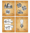 Vintage Thomas Edison Poster Patent Prints - Set Of 4 8x10 U