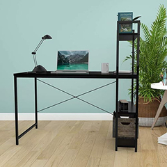 Escritorio Con Estantes De Metal Color Negro De 3 Niveles. - tienda online