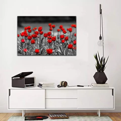 Lienzo Decorativo Con Diseño De Flores De Amapolas Rojas - tienda online