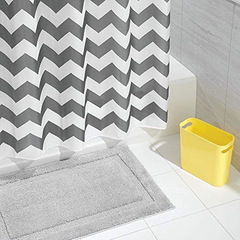 Cortina Para Baño Tela Gris Y Amarillo Estándar - Danielle's Store