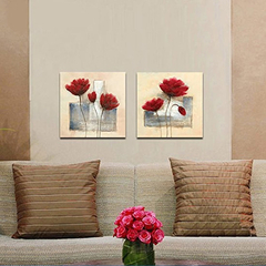 Cuadro Decorativo Con 2 Paneles Florales Con Pintura Oleo - comprar online