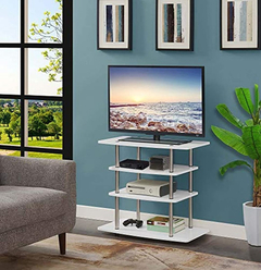 Mueble Para Tv Con Estantes De Madera Color Blanco en internet
