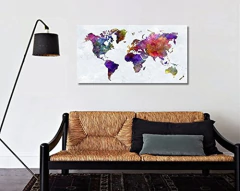 Lienzo Decorativo Para Pared, Diseño De Mapa Del Mundo - tienda online