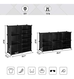 Estantería Modular De Plástico Color Negro, 9 Niveles - tienda online