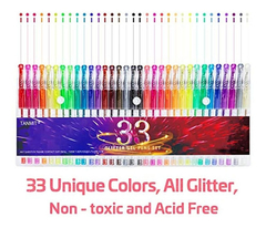 Juego De Rotuladores De Gel Con Purpurina, 33 Colores, Con 4 - comprar online