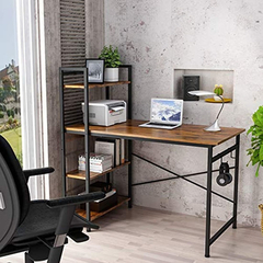 Escritorio Para Pc Con Estantes De Metal Negro-madera Marrón - comprar online