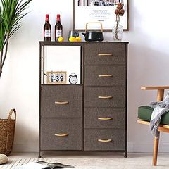 Estantería De Acero Y Madera Con 7 Cajones Color Marrón.