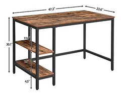 Escritorio De Metal-madera Color Negro Y Marrón De 47in