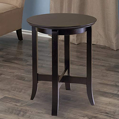 Mesa Auxiliar Redonda De Madera Color Marrón De 18.0 in - tienda online