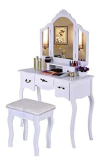 Tocadores Set Tocador De Maquillaje Con Taburete Acolchado