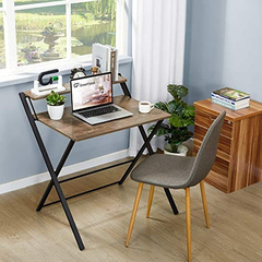 Imagen de Escritorio Plegable Para Pc De Metal Y Madera Marrón.