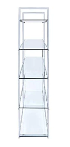 Estantería De Metal Plateado Y Vidrio/5 Niveles. - Danielle's Store