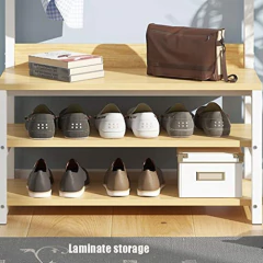 Zapatero De Madera Y Metal, Diseño De Barra Para Colgar - comprar online
