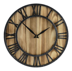 Reloj De Pared Decorativo Rústico De Metal Y Madera - comprar online