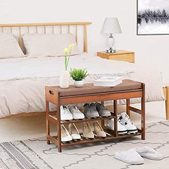 Organizador De Zapatos Con Cojín Y Bambú Marrón/3 Niveles. - Danielle's Store