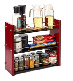 Estantería Multiusos De Madera Color Rojo De 3 Niveles.