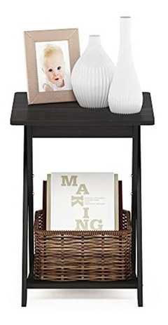 Mesa Auxiliar De Madera Color Negro, 2 Niveles - tienda online