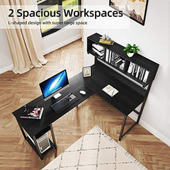 Escritorio Para Pc Con Estante De Metal Color Negro De 69 In - comprar online