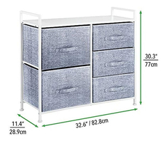 Cajonera De Acero Con 5 Cajones De Tela Color Gris Y Blanco. - tienda online