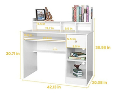 Imagen de Escritorio Con Estantes Y Cajones De Madera Color Blanco.