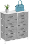 Cómoda De Metal Blanco Y Con 8 Cajones De Tela Color Gris.