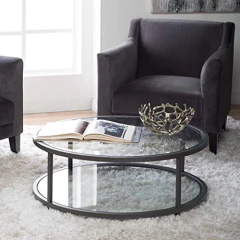 Mesa De Centro Redonda De Metal Y Cristal Transparente. - comprar online
