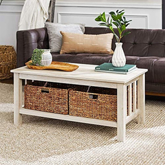 Mueble Para Tv Y Mesa De Centro Con Estantes,madera Blanca - tienda online
