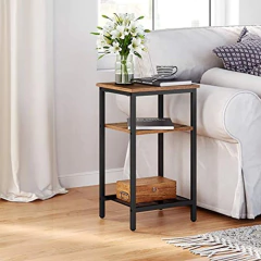 Mesa Auxiliar De Acero Y Madera Color Negro/3 Niveles. - comprar online