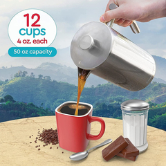 Cafetera De Prensa Francesa Grande - 50 Oz, 1,5 L De Doble P - comprar online