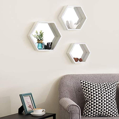 Estantes Flotantes De Pared Hexagonales Blancos Con Respaldo - comprar online