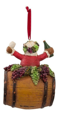 Tadorno Navideño De Santa Claus Sobre Un Barril De Vino en internet