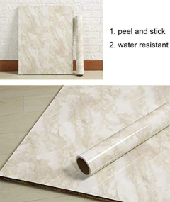 Papel De Contacto De Vinilo Extraíble De Mármol Beige - comprar online