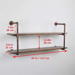 Estantería Flotante De Metal Y Madera Color Negro/2 Unidades - Danielle's Store