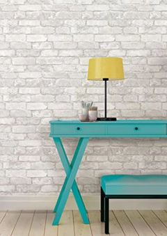 Papel Pintado De Ladrillo Blanco Con Adhesivo - comprar online