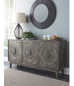 Cómoda De Madera Con 3 Puertas, Color Gris - comprar online