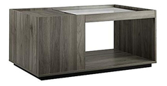 Imagen de Mesa De Centro Con Estante De Madera Color Gris De 39.8 In.