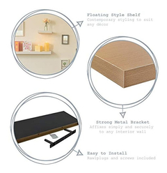Harbour Housewares Floating Wooden Wall Shelf Shelves - 60cm - comprar online