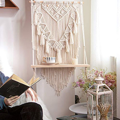 Estantería Colgante De Madera Y Macramé, Color Beige - Danielle's Store