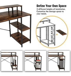 Escritorio Para Pc Con Estantes De Metal Y Madera Marrón. en internet