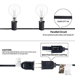 50 Ft G40 Globe Luces De Cadena Con Bombillas-ul Listadas Pa en internet