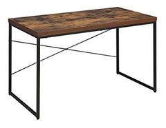 Escritorio De Metal Y Madera Roble, Color Marrón, 1 Nivel